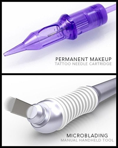 Permanent makeup tattoo needle cartridge for cosmetic procedures.
