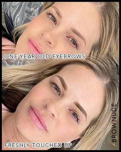 Natural blonde eyebrow makeover for a fresh, youthful look.